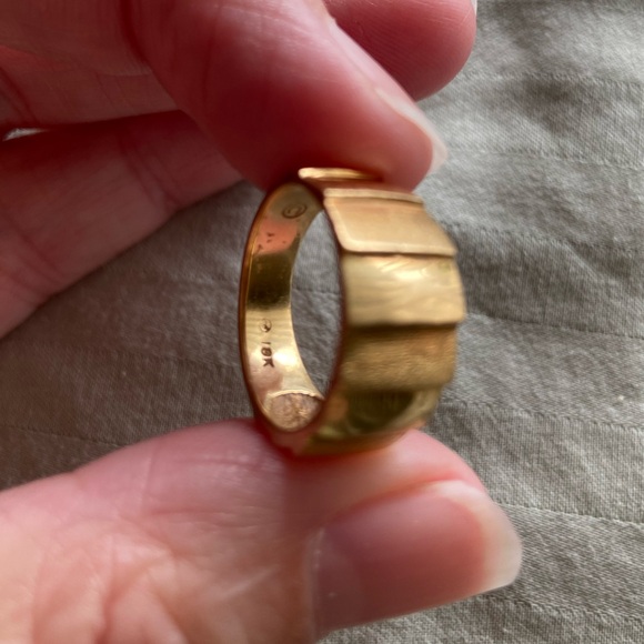 18KT Solid Yellow Gold Modern Textured Wide Heavy Band Ring Sz 5.5 - Picture 5 of 17